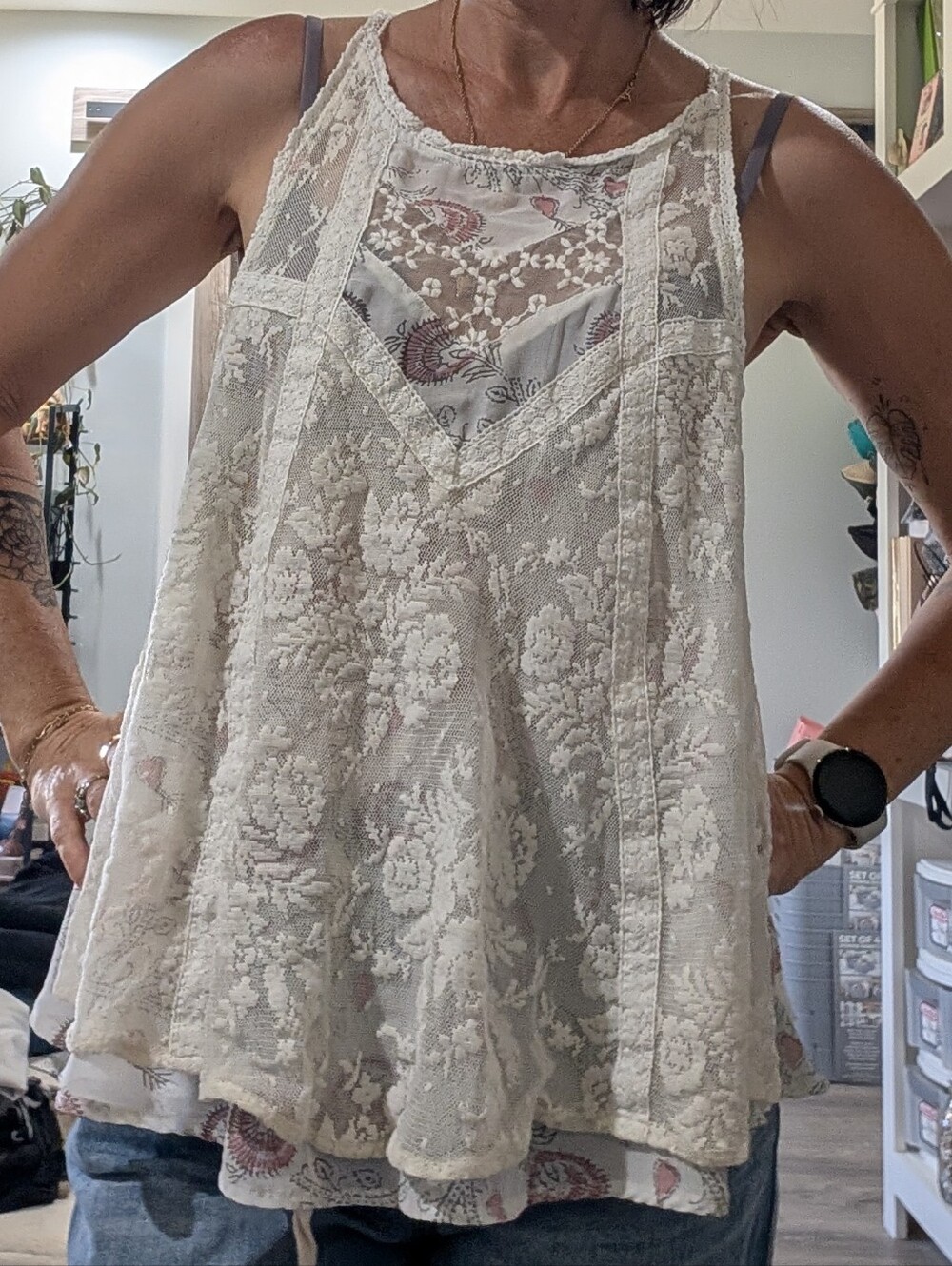 so lovely free people lace side tie top